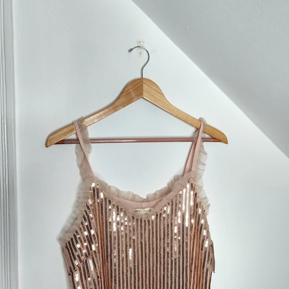 Ruffle Trim Sequined Midi Dress - Picture 4 of 11